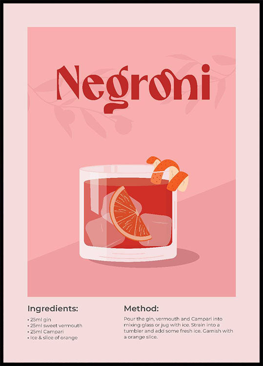 Negroni Cocktail Plakat - Posterbox.no