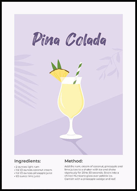 Piña Colada Cocktail Plakat - Posterbox.no