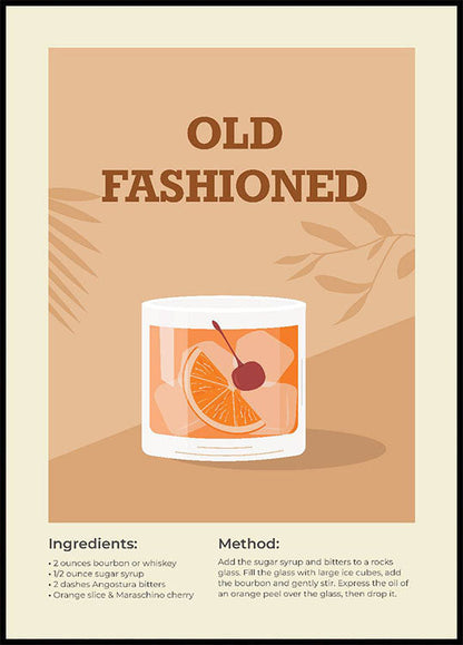 Old Fashioned Cocktail Plakat - Posterbox.no