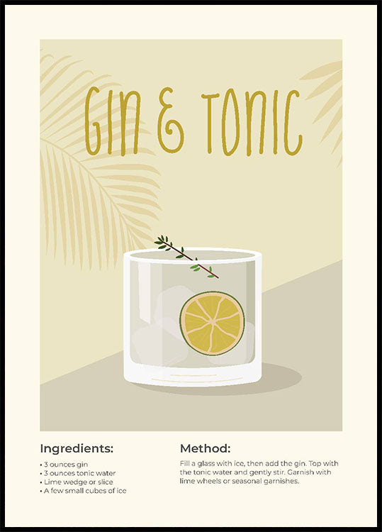 Gin Tonic Cocktail Plakat - Posterbox.no