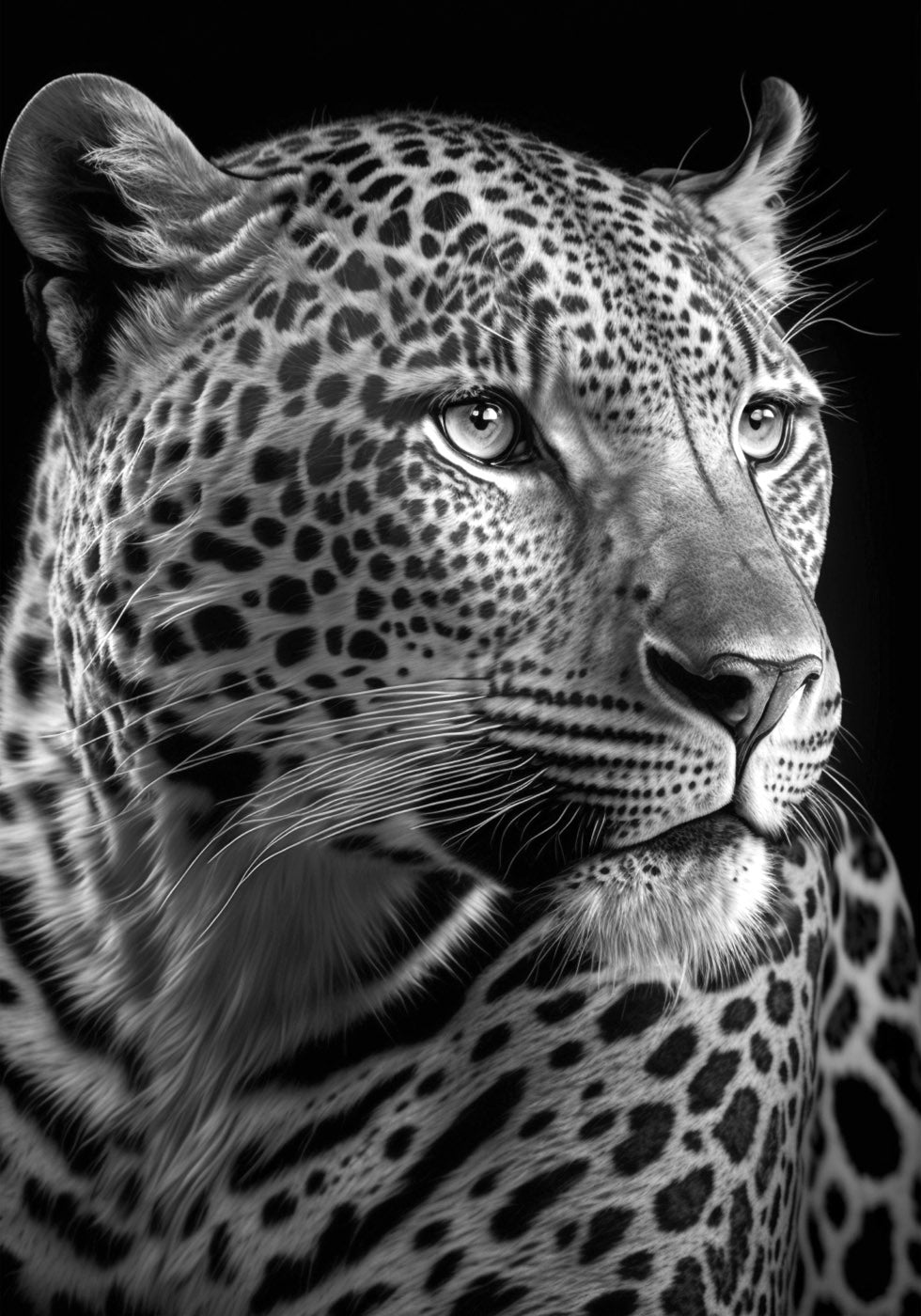 Black White Leopard Plakat - Posterbox.no