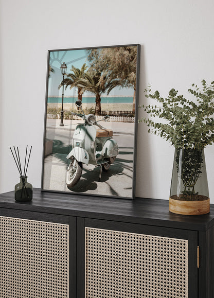 Blauer Vespa-Roller Poster 