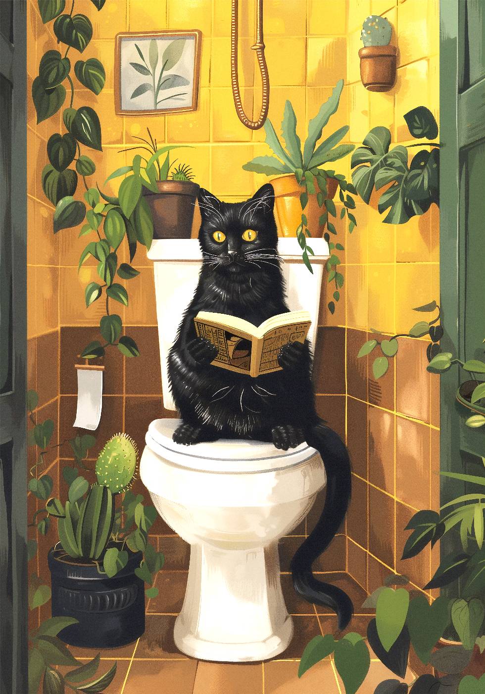 Katze auf Toilette Poster