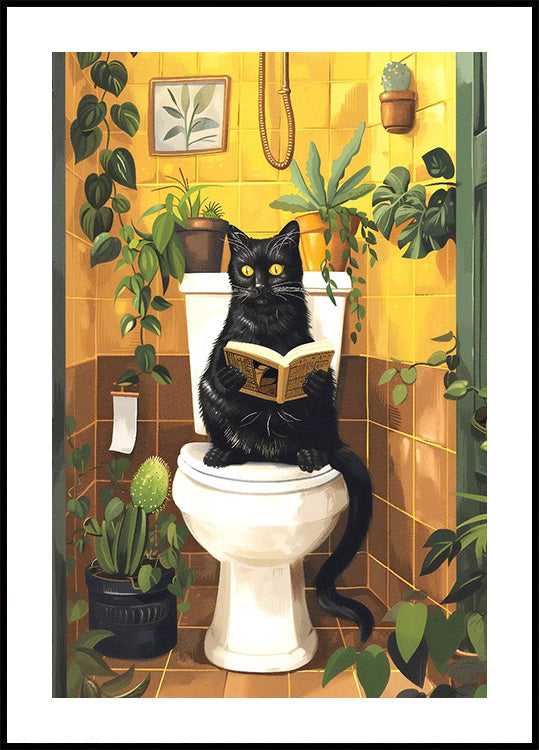 Katze auf Toilette Poster