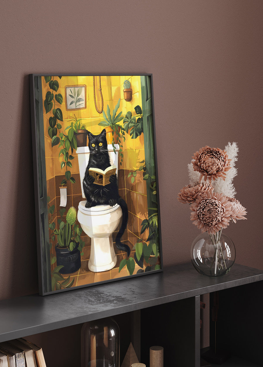 Katze auf Toilette Poster