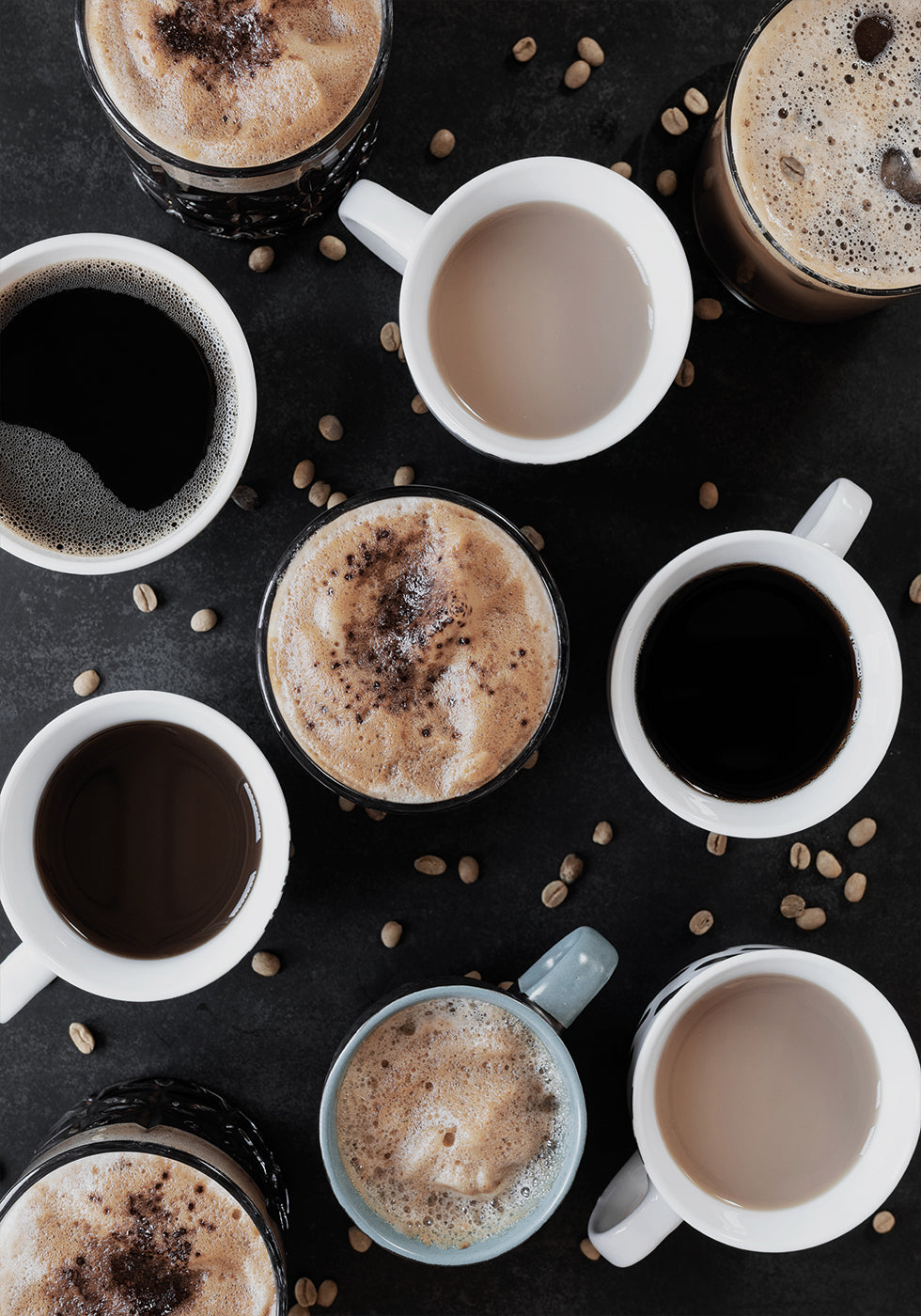 Poster Tassen mit verschiedenen Kaffee 