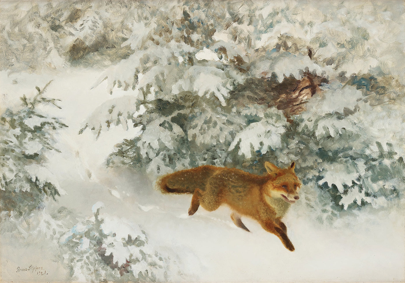 Fuchs in Winterlandschaft von Bruno Liljefors Nr. 1 Poster 