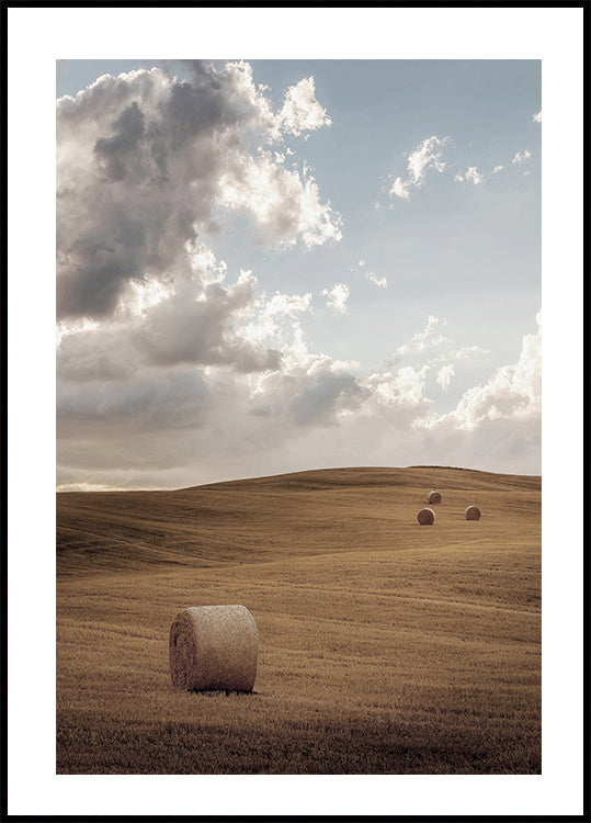 Poster Feld mit Heuballen 