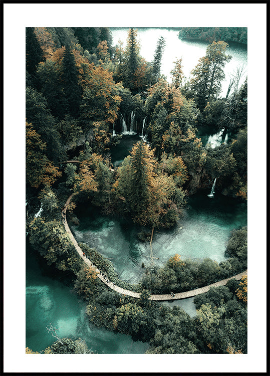 Poster Straße über den See im Wald 