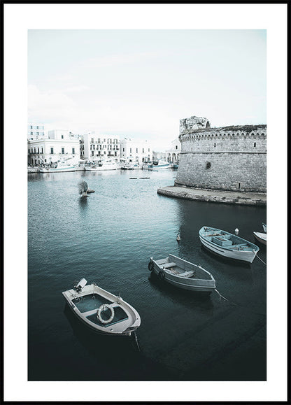 Poster Boote mit Blick auf Apulien 