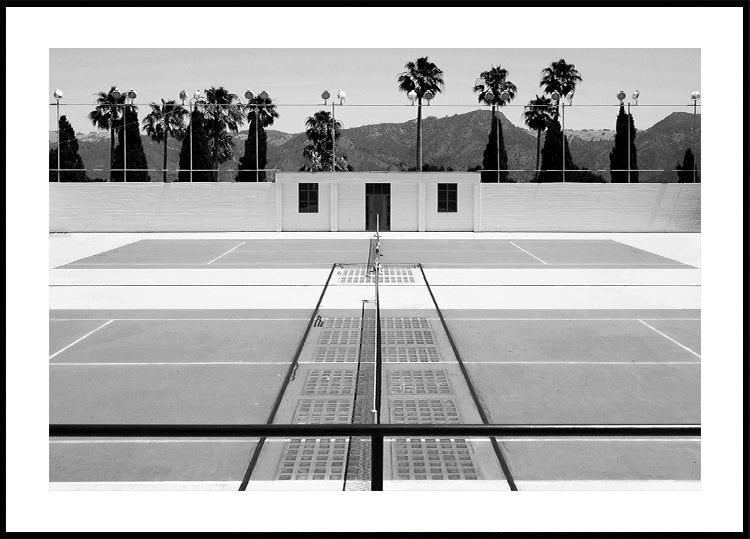 Poster Tennisplatz mit Palmen 