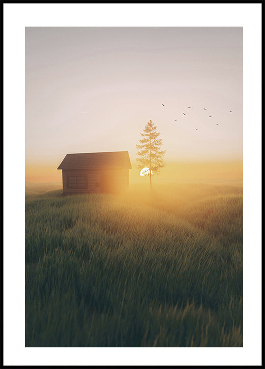 Sonnenuntergang im Feld Poster 