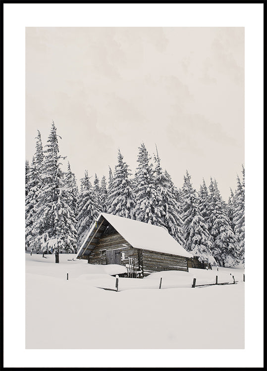 Hütte im Schnee Poster 