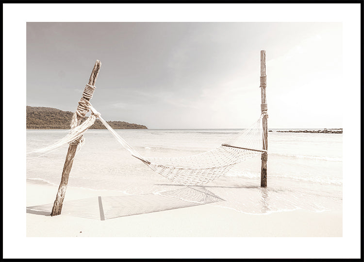 Poster Tropischer Strand Hängematte 