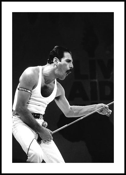 Freddie Mercury auf der Bühne Poster 