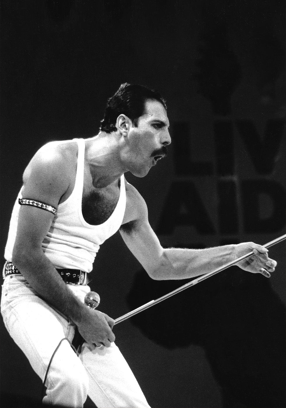 Freddie Mercury auf der Bühne Poster 