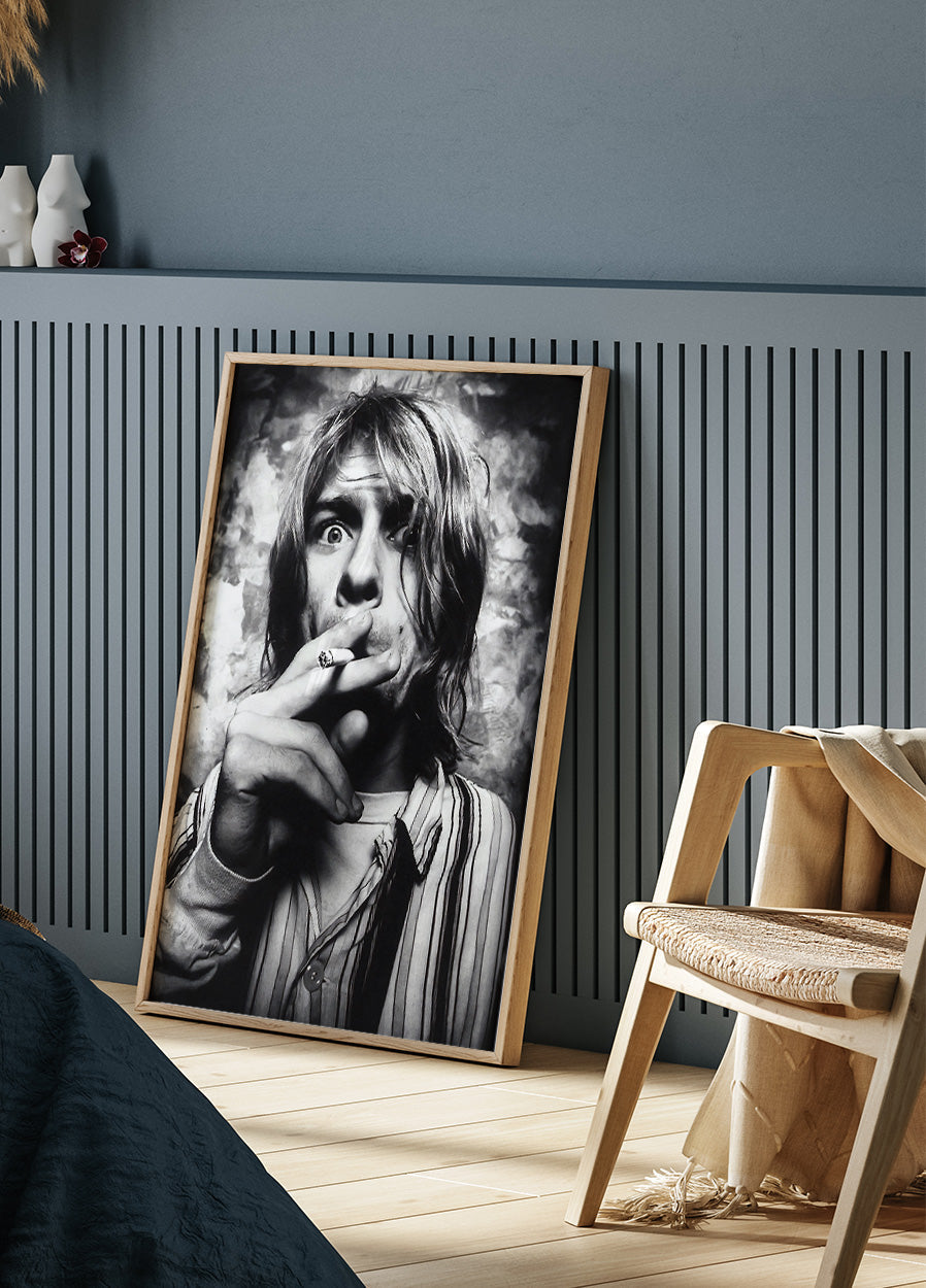 Kurt Cobain raucht eine Zigarette Poster 