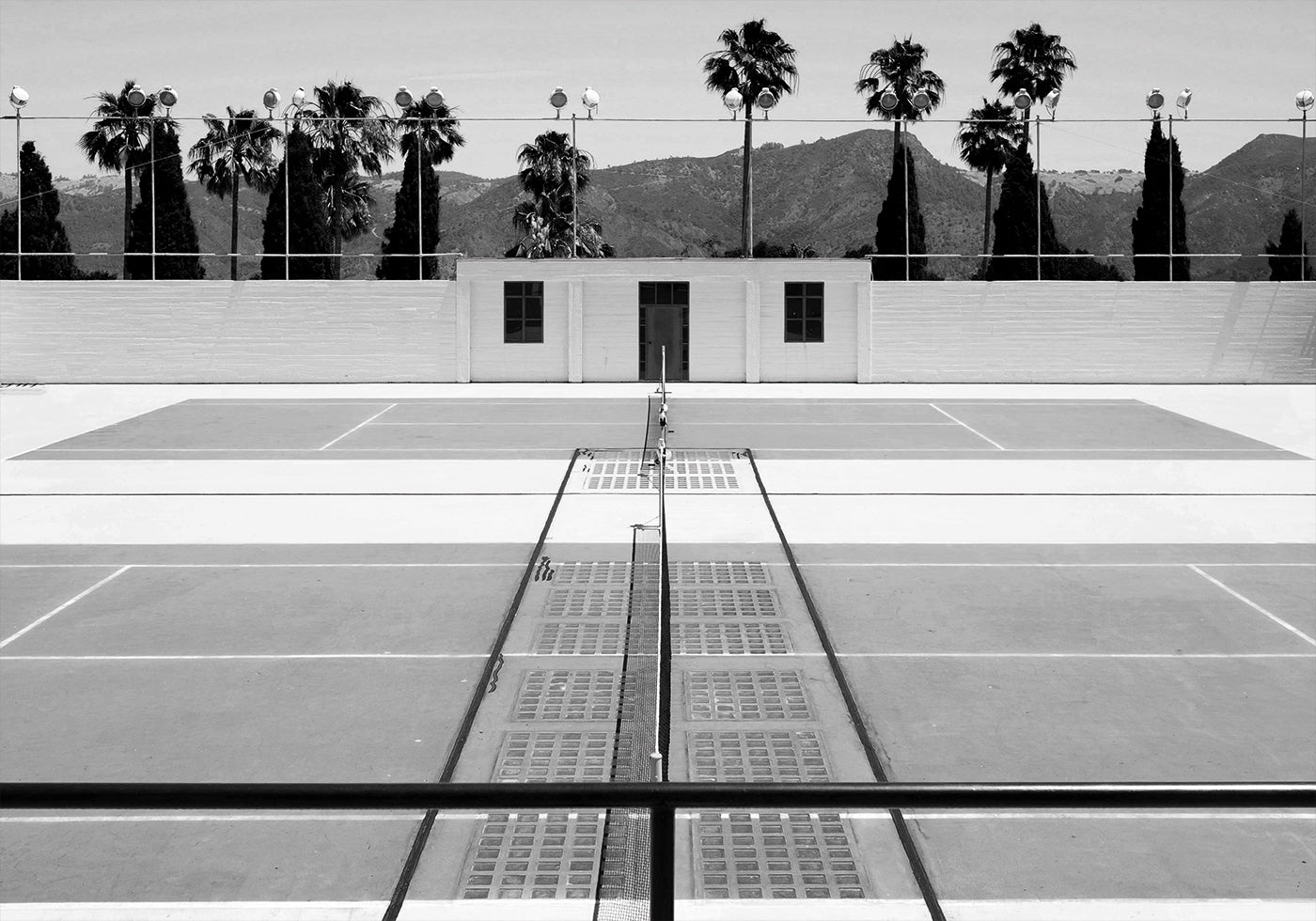 Poster Tennisplatz mit Palmen 