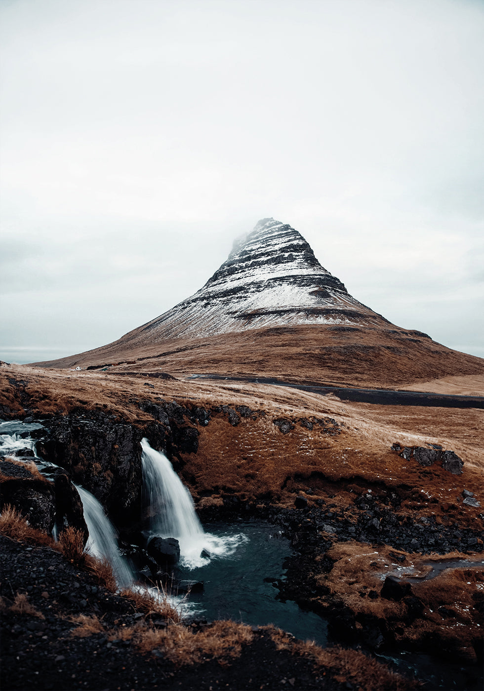 Poster Berg und Wasserfälle Kirkjufell 