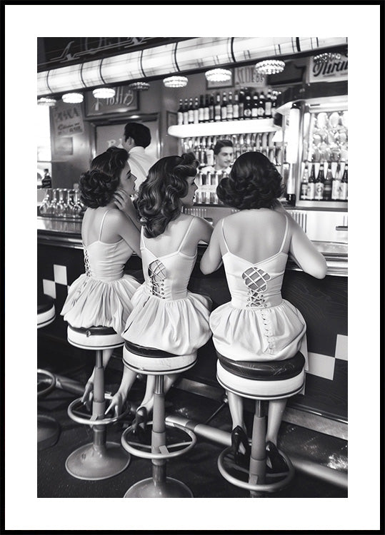 Wandkunstposter „Frauen trinken an der Bar“