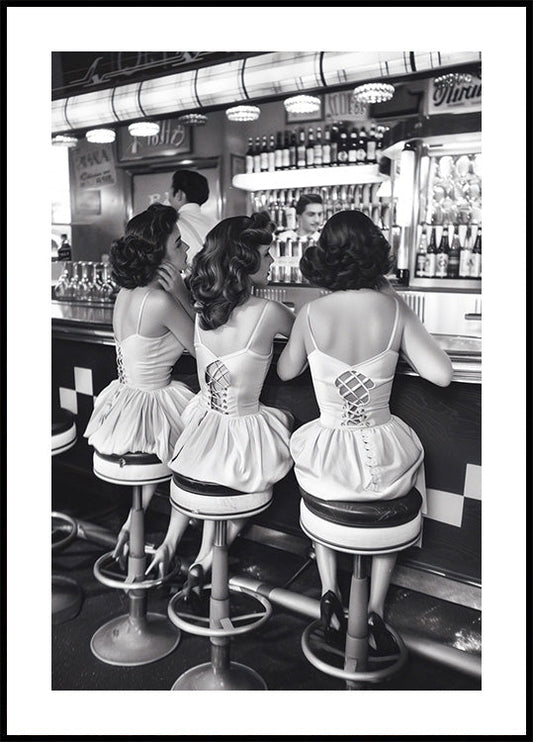 Wandkunstposter „Frauen trinken an der Bar“