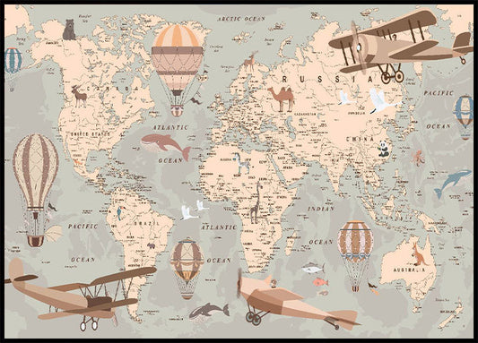 World Map Kids Room Plakat - Posterbox.no