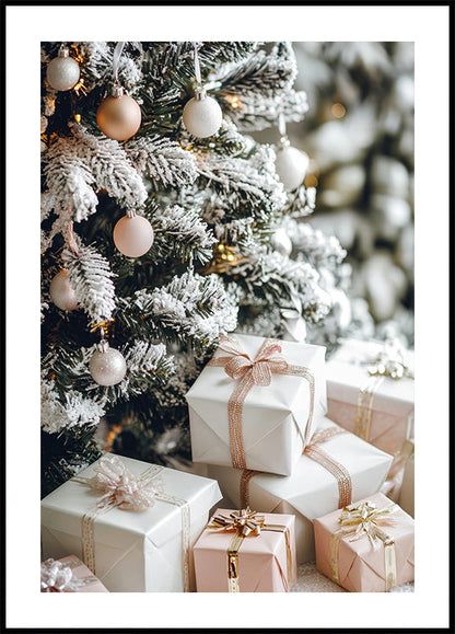 a christmas tree with presents under it