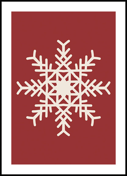 a white snowflake on a red background