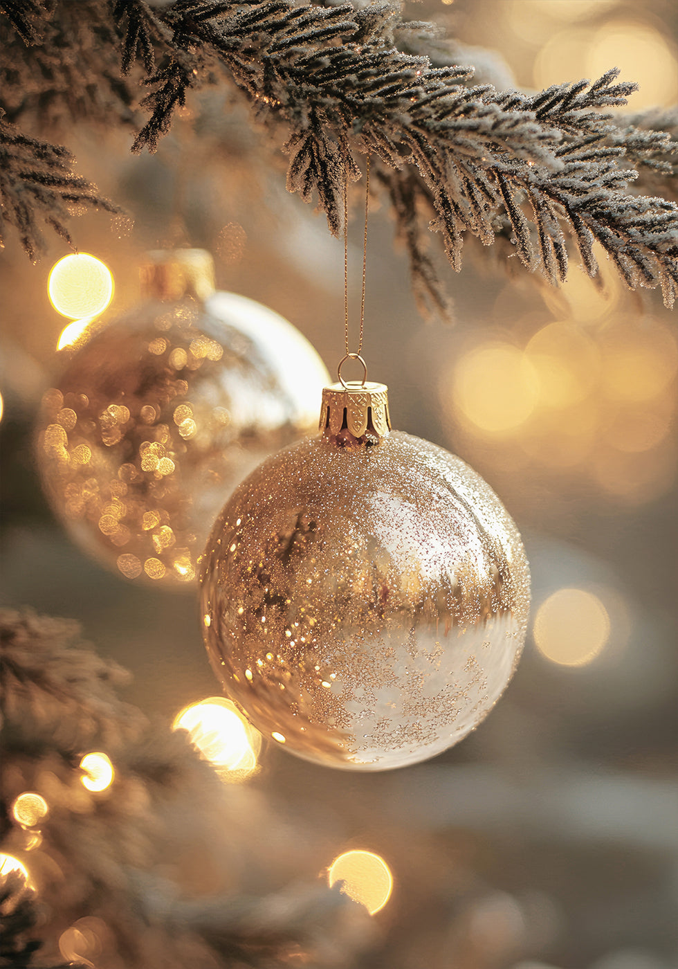 a close up of a christmas ornament on a tree