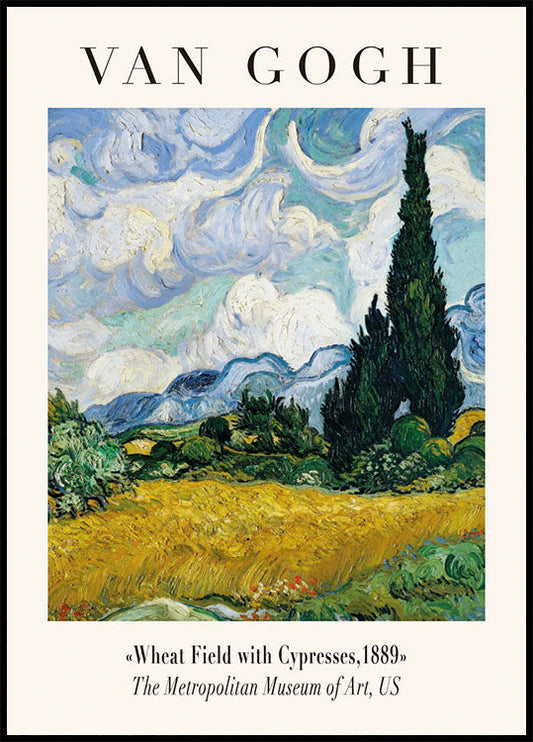 Wheat Field with Cypresses Poster