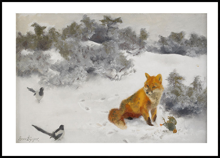 Fuchs in Winterlandschaft von Bruno Liljefors Nr. 2 Poster 