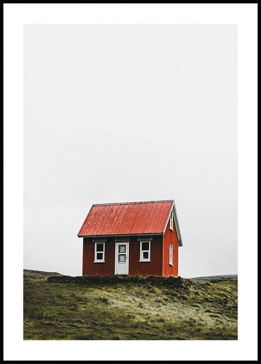 Poster Rote Hütte in Island