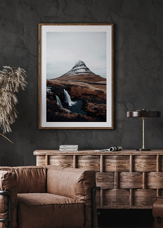 Poster Berg und Wasserfälle Kirkjufell 